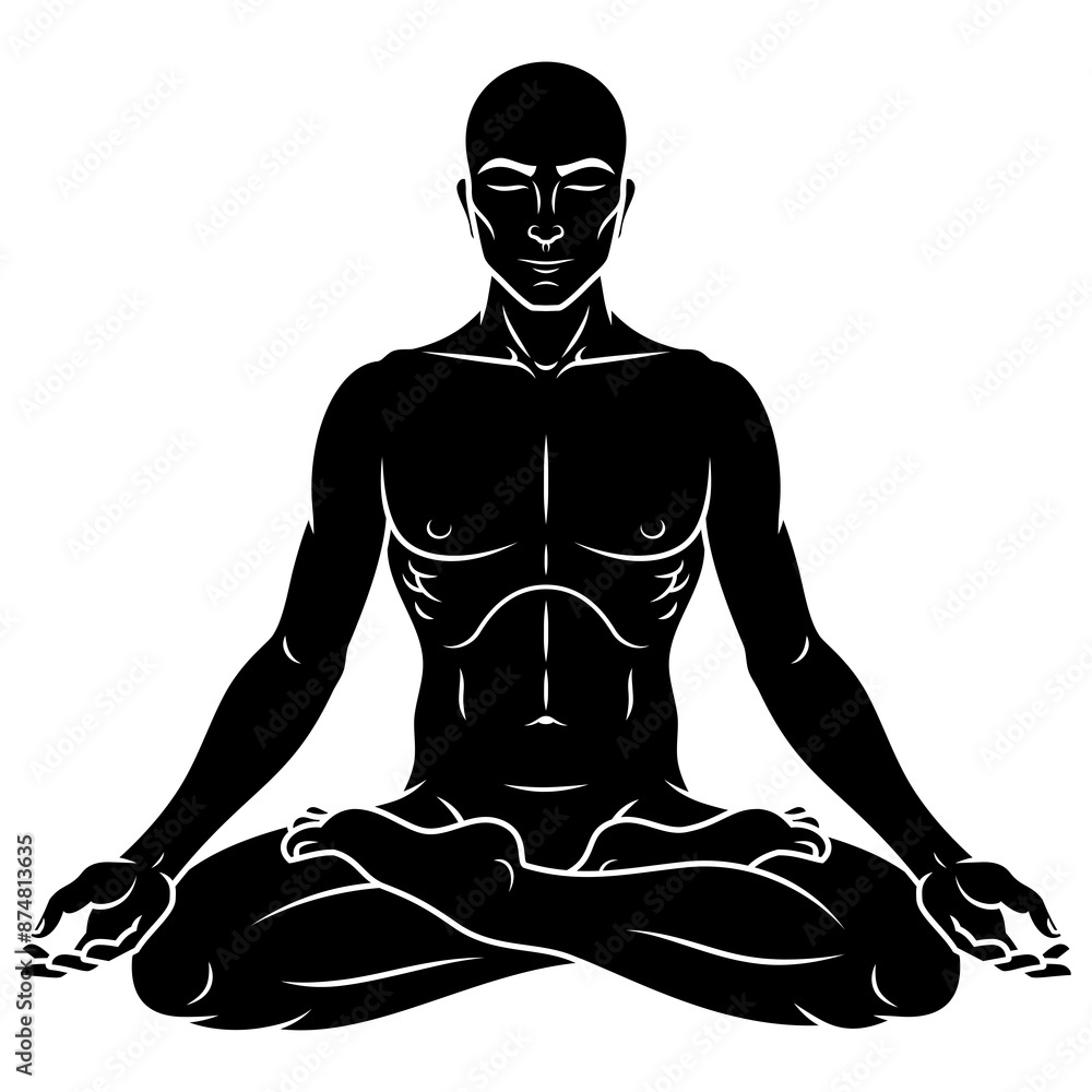 Man meditating in lotus flower position, Man doing yoga Man meditating in lotus flower position, Man doing yoga