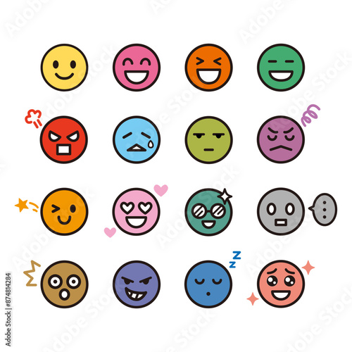 シンプルな表情アイコンセット