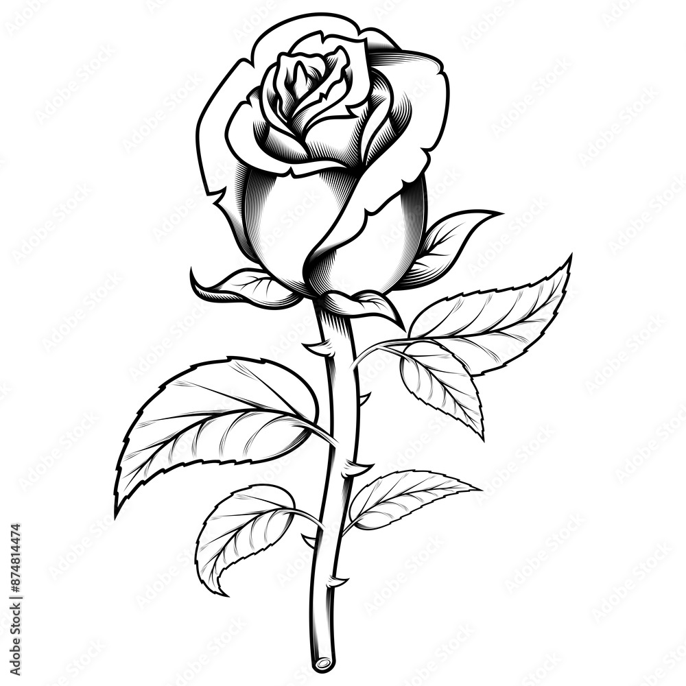 Garden plant, flower for lovers, Rose with petals and thorns Garden plant, flower for lovers, Rose with petals and thorns