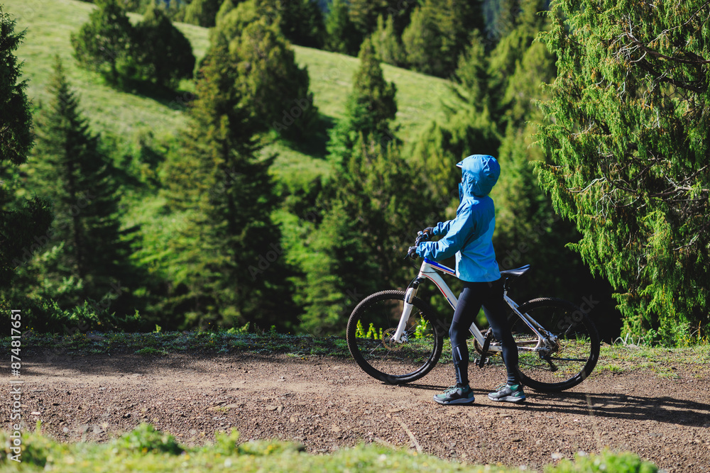 Riding mountain bike in the beautiful mountains Riding mountain bike in the beautiful mountains