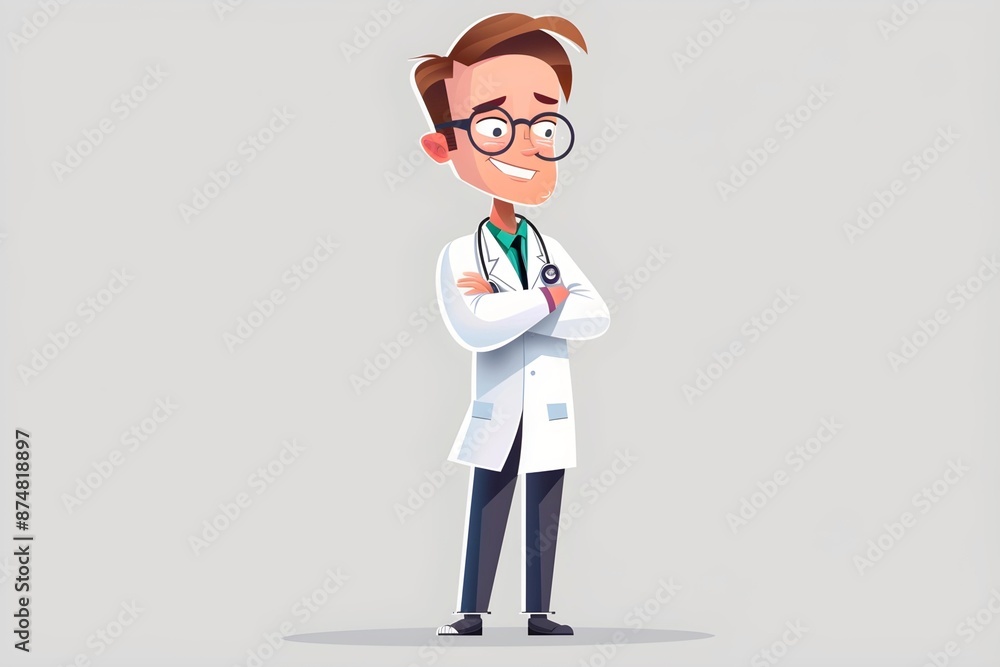 cartoon style doctor with uniform on white background cartoon style doctor with uniform on white background