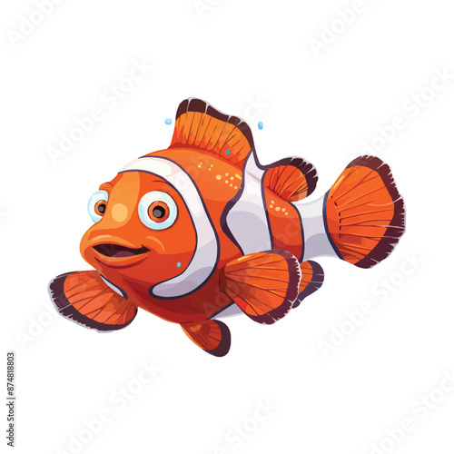 Happy cartoon clown fish vector