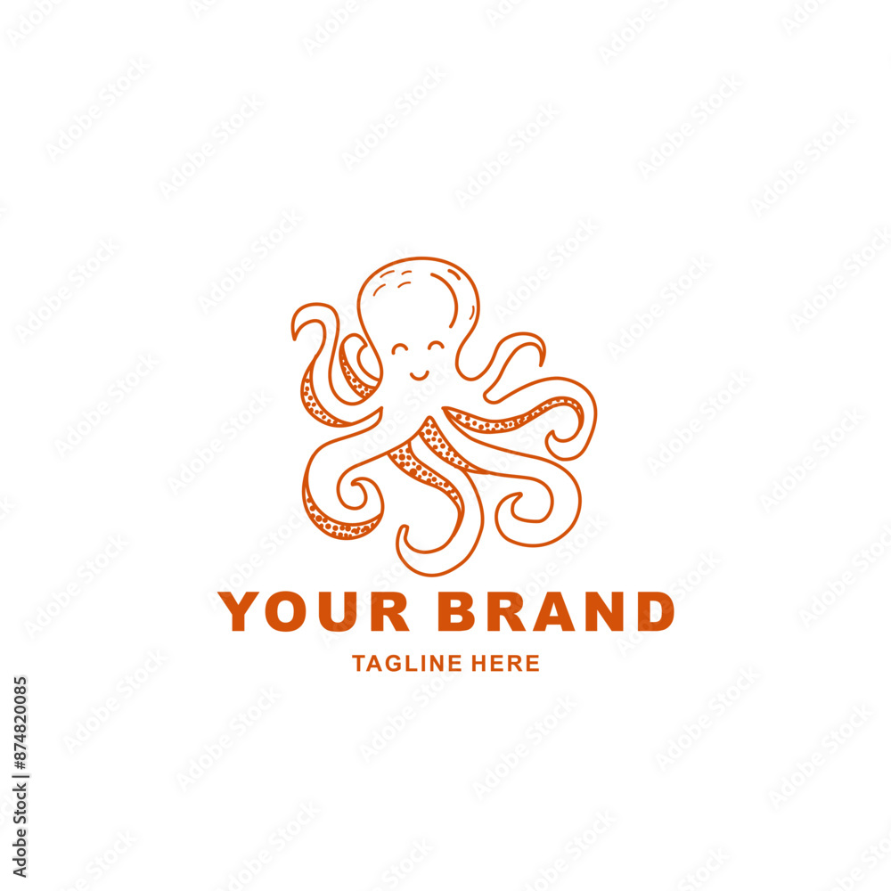 Obraz premium squid illustration logo for seafood restaurant