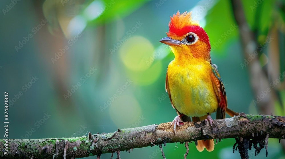 Vibrant Paradise Flycatcher Perched on a Branch Vibrant Paradise Flycatcher Perched on a Branch
