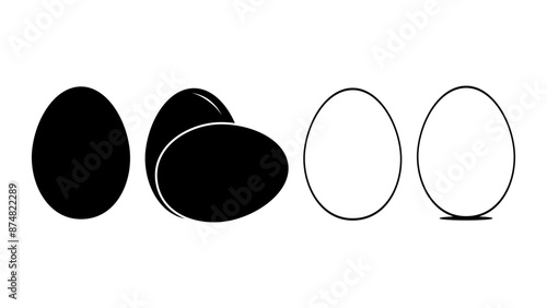 chicken egg emblem, black isolated silhouette