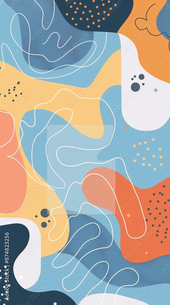 Abstract Colorful Shapes with Lines and Dots Abstract Colorful Shapes with Lines and Dots