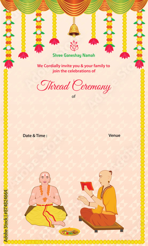 Indian Hindu Thread Ceremony Digital Invitation