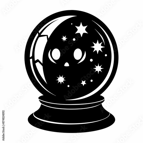 halloween crystal ball black vector silhouette