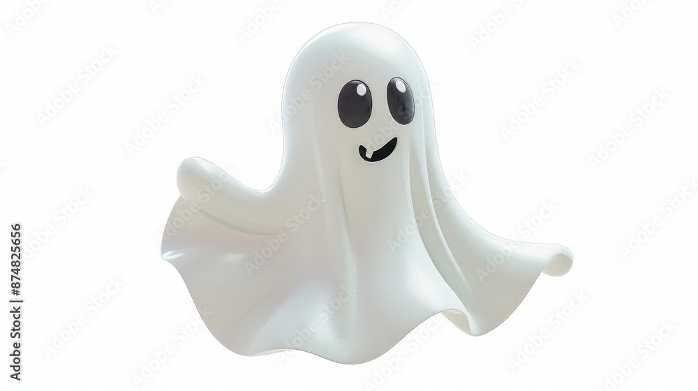 Halloween ghost ornament, spooky element, cute cartoon style, white and grey, isolated on white background Halloween ghost ornament, spooky element, cute cartoon style, white and grey, isolated on white background