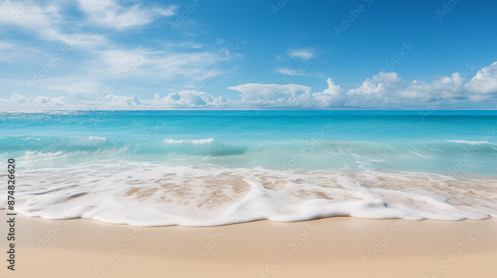 Tropical beach with blue sky and sea. Beach background. Summer beach and sea