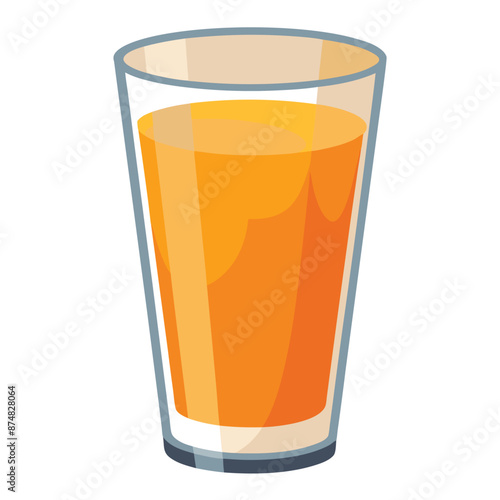 Illustration of Orange juice in a glass on white