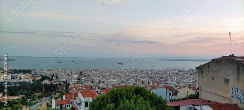 Sunset, Thessaloniki, Greece, Triangle Tower, evening, port, sea, shore, orange, purple, red, byzantine, Trigoniou, Ηλιοβασίλεμα, Θεσσαλονίκη, Ελλάδα, Πύργος Τριγώνου, βράδυ, λιμάνι, θάλασσα, ακτή, πο photo