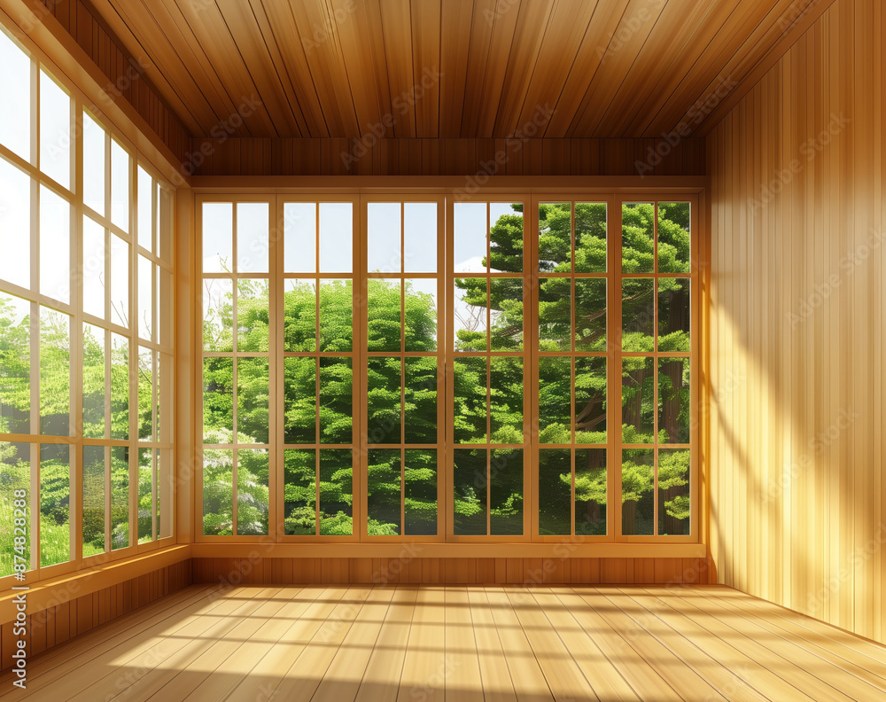 Obraz premium glasses open empty wooden room