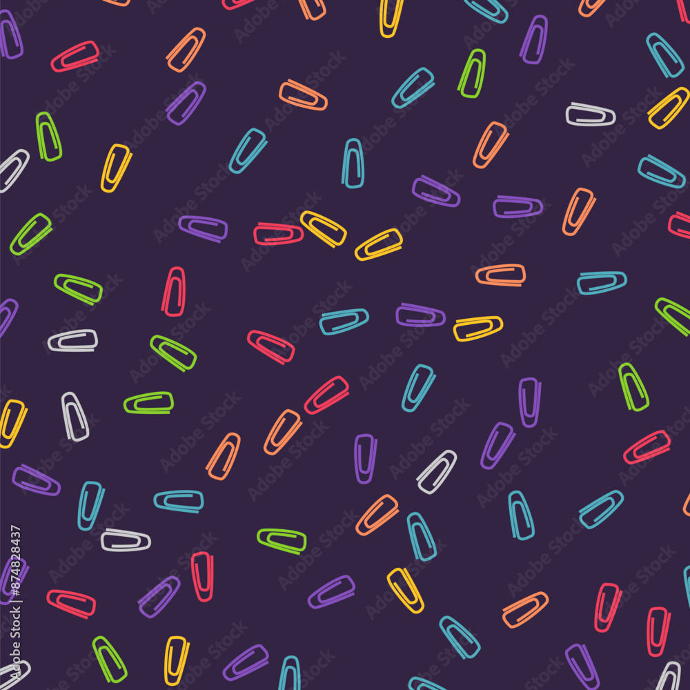Paper clips are scattered on the background. A lot of paper clips are in a chaotic order. An image for further design. Paper clips are scattered on the background. A lot of paper clips are in a chaotic order. An image for further design.