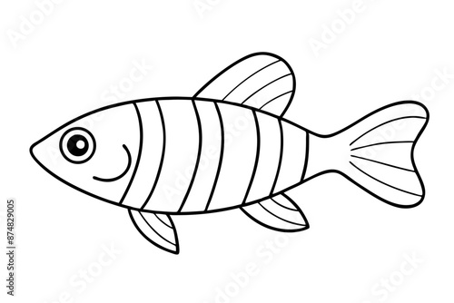 Banded rainbow fish line cut vector illustration.