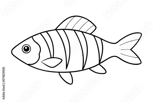 Banded rainbow fish line cut vector illustration.