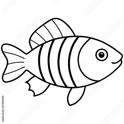 Banded rainbow fish line cut vector illustration.