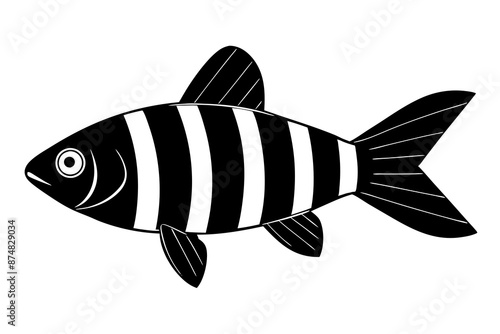 Banded rainbow fish line cut vector illustration.