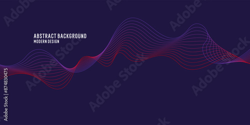Wavy, wriggling lines on a dark background. Abstract background with amorphous shapes. A template for placing text and information. Beautiful stylish design.