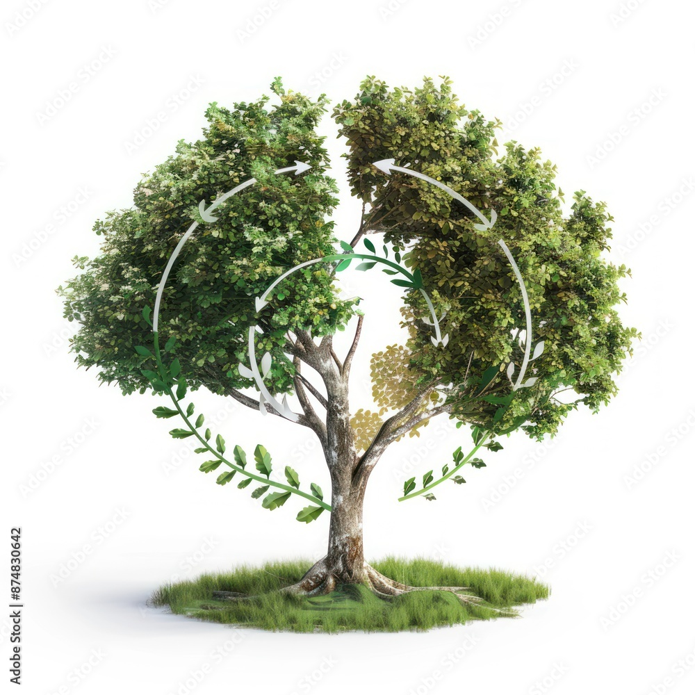 Obraz premium Tree Growth Cycle with Arrows Showing Stages