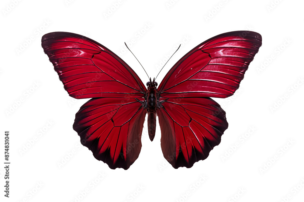 Beautiful maroon butterfly with intricate wing patterns in PNG style on transparent background for digital art and design projects Beautiful maroon butterfly with intricate wing patterns in PNG style on transparent background for digital art and design projects