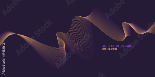 Wavy, wriggling lines on a dark background. Abstract background with amorphous shapes. A template for placing text and information. Beautiful stylish design.