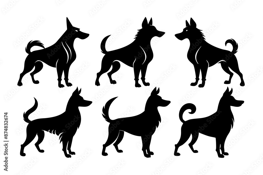 Bella dog black silhouette vector set, isolated black silhouette of a dog collection, Set of dogs breed silhouette vector
Bella dog black silhouette vector set, isolated black silhouette of a dog collection, Set of dogs breed silhouette vector