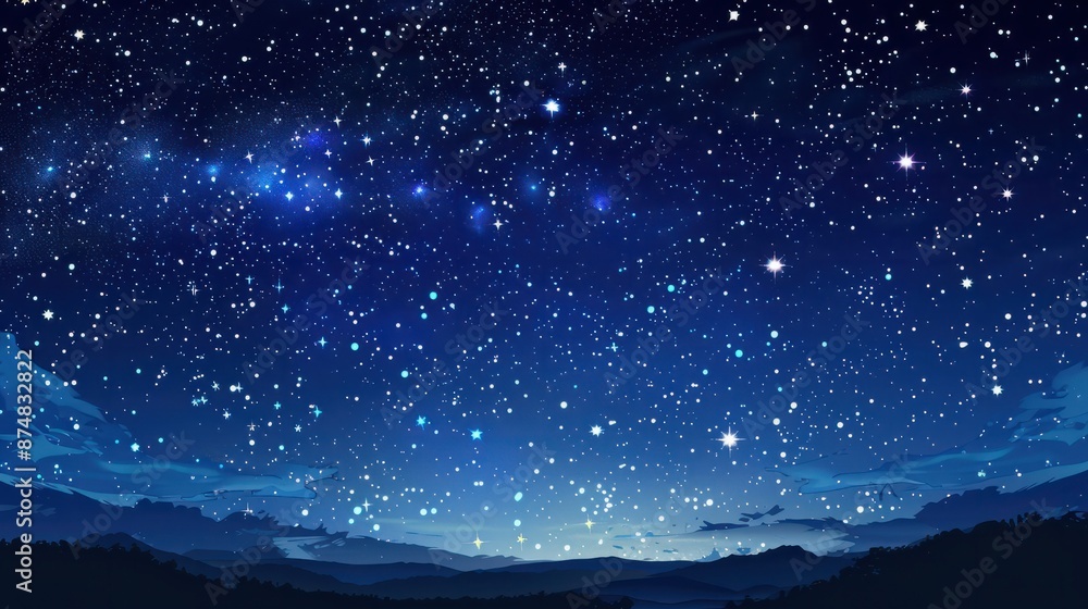 Fototapeta premium clear night summer sky, stars glittering