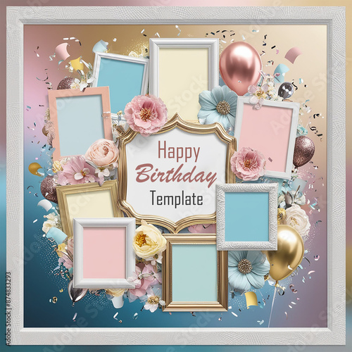Happy birthday collage template 