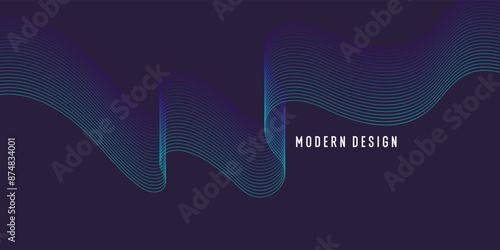 Wavy, wriggling lines on a dark background. Abstract background with amorphous shapes. A template for placing text and information. Beautiful stylish design.