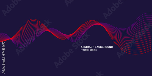 Wavy, wriggling lines on a dark background. Abstract background with amorphous shapes. A template for placing text and information. Beautiful stylish design.