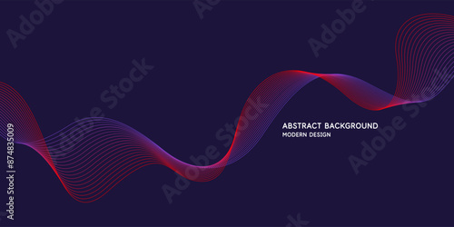 Wavy, wriggling lines on a dark background. Abstract background with amorphous shapes. A template for placing text and information. Beautiful stylish design.