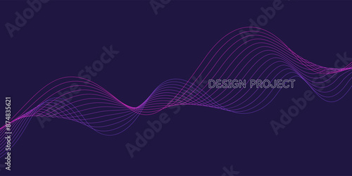 Wavy, wriggling lines on a dark background. Abstract background with amorphous shapes. A template for placing text and information. Beautiful stylish design.