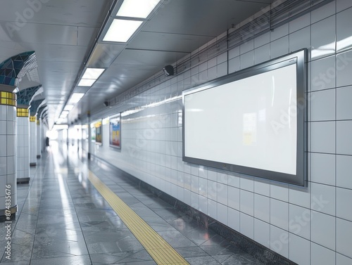 Mockup image of portrait billboard blank in the subway station for advertisement © Johannes