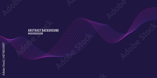 Wavy, wriggling lines on a dark background. Abstract background with amorphous shapes. A template for placing text and information. Beautiful stylish design.