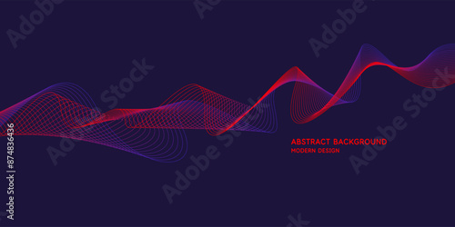 Wavy, wriggling lines on a dark background. Abstract background with amorphous shapes. A template for placing text and information. Beautiful stylish design.