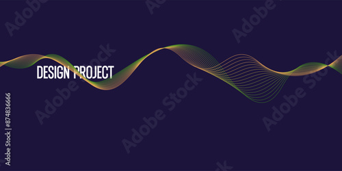 Wavy, wriggling lines on a dark background. Abstract background with amorphous shapes. A template for placing text and information. Beautiful stylish design.