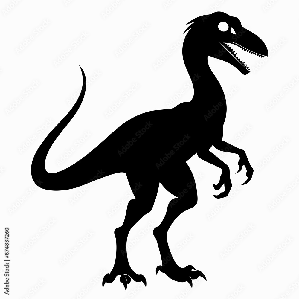 black Velociraptor Dinosaur silhouette vector black Velociraptor Dinosaur silhouette vector
