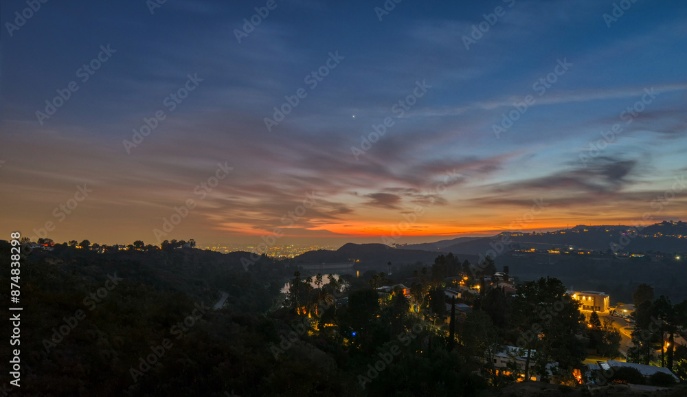 Sunset view of Los Angeles from Hollywood Hills Sunset view of Los Angeles from Hollywood Hills
