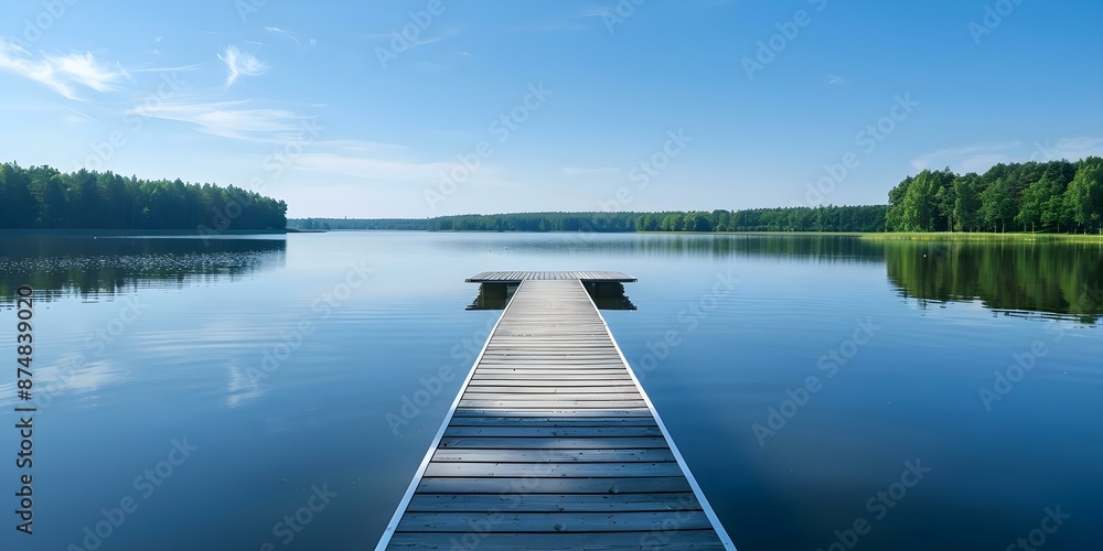 Obraz premium Serene Lake with Solar Panels Generating Renewable Energy. Concept Renewable Energy, Solar Power, Serene Lakes, Sustainable Technology, Eco-Friendly Solutions