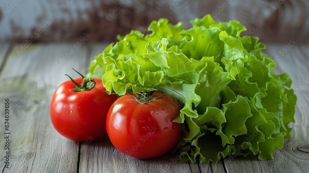 vegetables on a light wooden table including lettuce and tomatoes vegetables on a light wooden table including lettuce and tomatoes