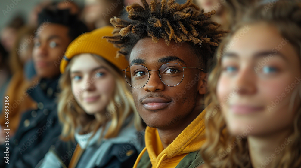 Group of diverse students attending a lecture at university Group of diverse students attending a lecture at university