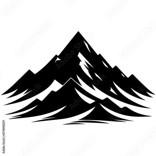 black and white mountain silhouette vector illustration