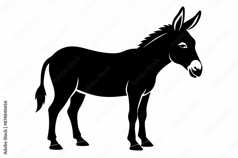 donkey silhouette vector, black donkey silhouette vector illustration on white background donkey silhouette vector, black donkey silhouette vector illustration on white background