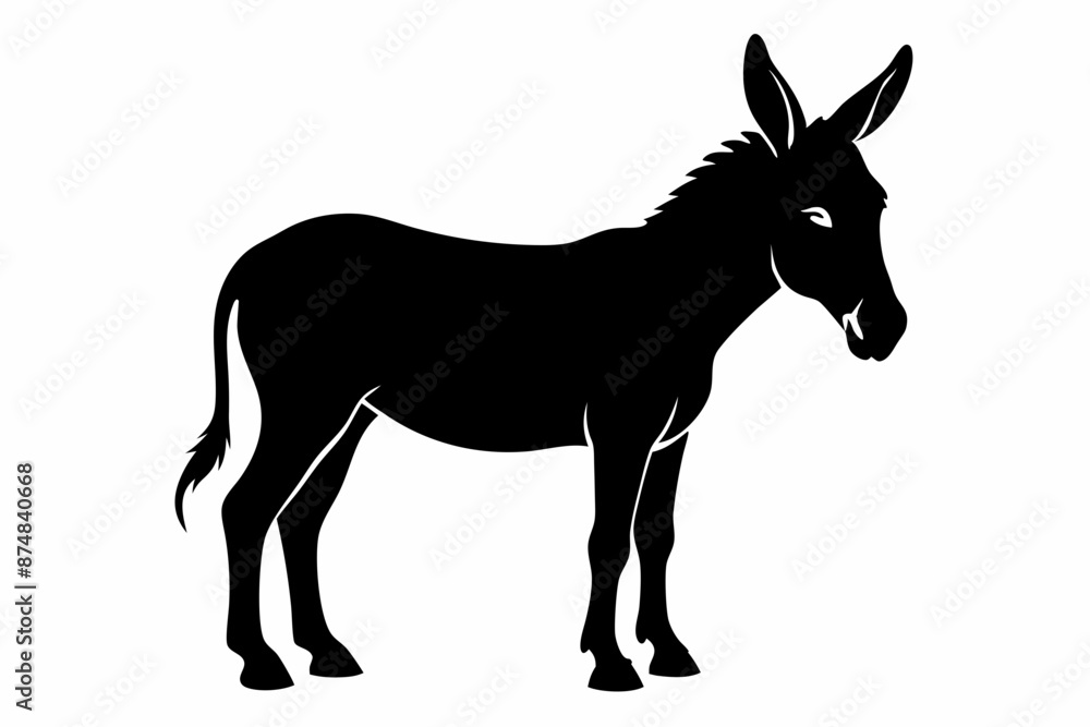 donkey silhouette vector, black donkey silhouette vector illustration on white background donkey silhouette vector, black donkey silhouette vector illustration on white background