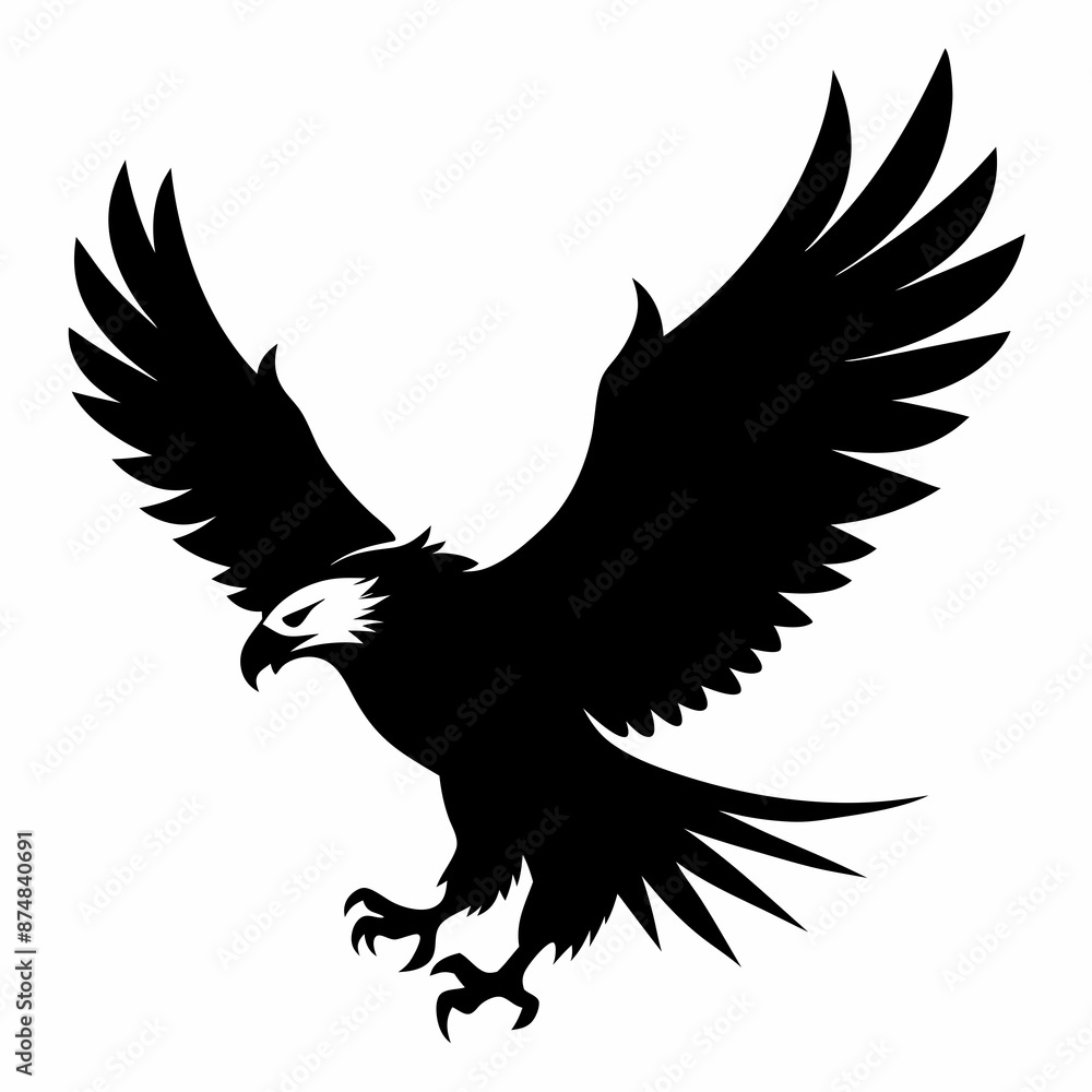 Obraz premium Eagle vector illustration, Bird isolated on white, eagle silhouette, Bald Eagle vector art