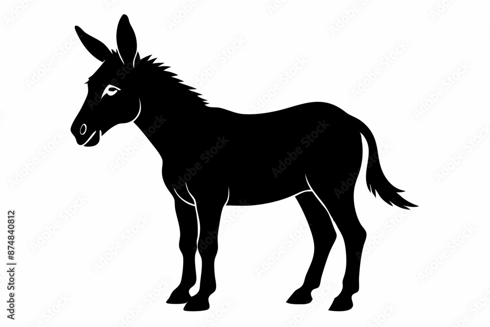 Obraz premium donkey silhouette vector, black donkey silhouette vector illustration on white background