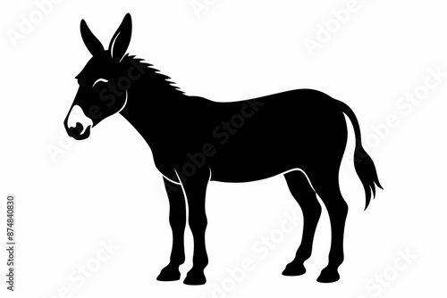 donkey silhouette vector, black donkey silhouette vector illustration on white background