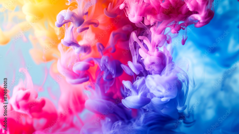 Obraz premium An image of beautifully fused colors forming abstract swirling patterns, showcasing creative artistry with vibrant tones and emotional density in fluid motion.