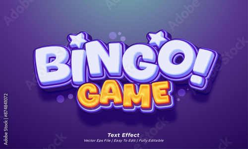 Vector 3d text effect bingo game title style